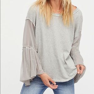 XS Free People Mesh Bell Sleeve Top